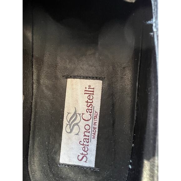 Stefano Castelli Men's  black Leather Loafers Shoes  EU 44  steel  buckle Italy - Picture 4 of 13